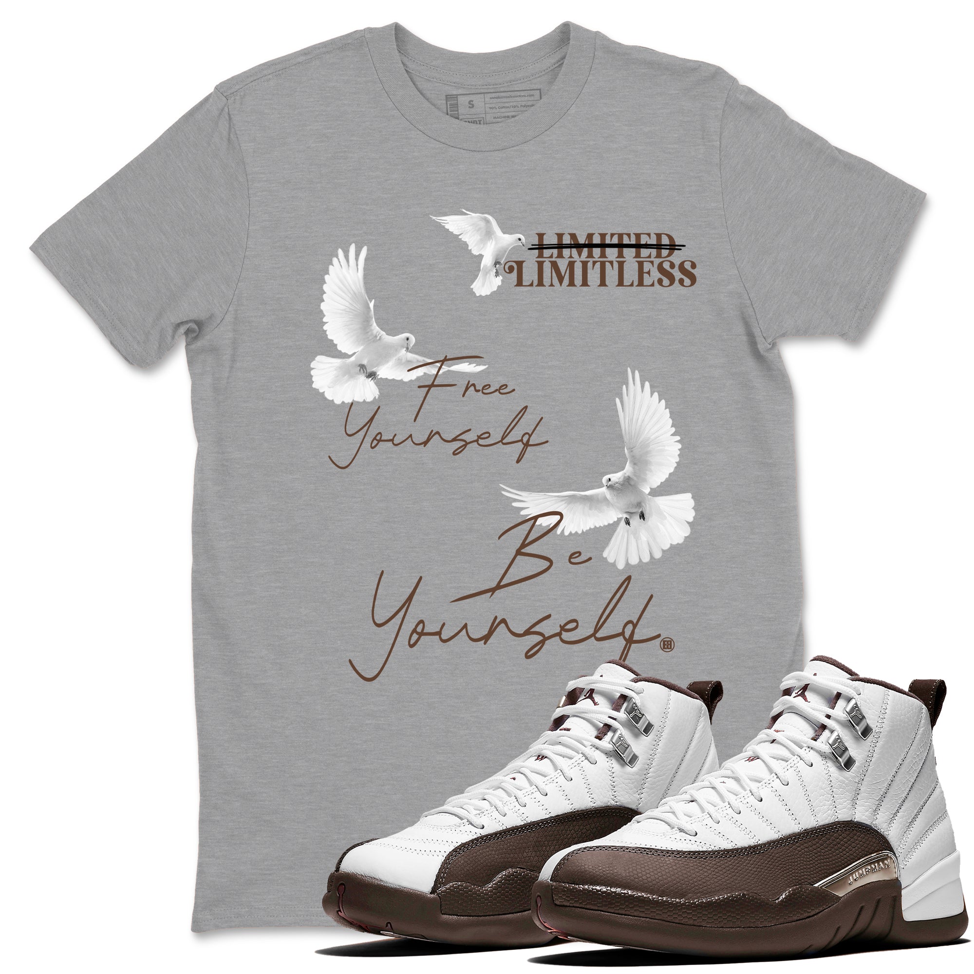 Free Yourself Be Yourself snkmatch Tees - Air Jordan 12 Baroque Brown