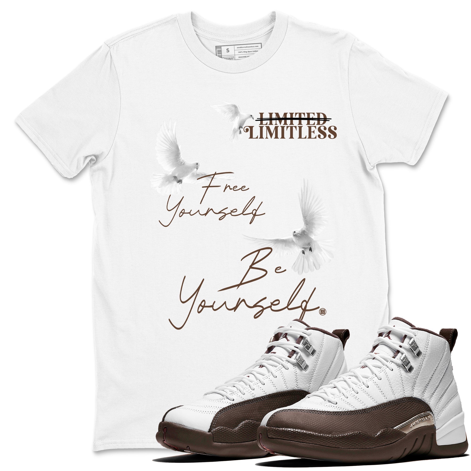 Free Yourself Be Yourself snkmatch Tees - Air Jordan 12 Baroque Brown