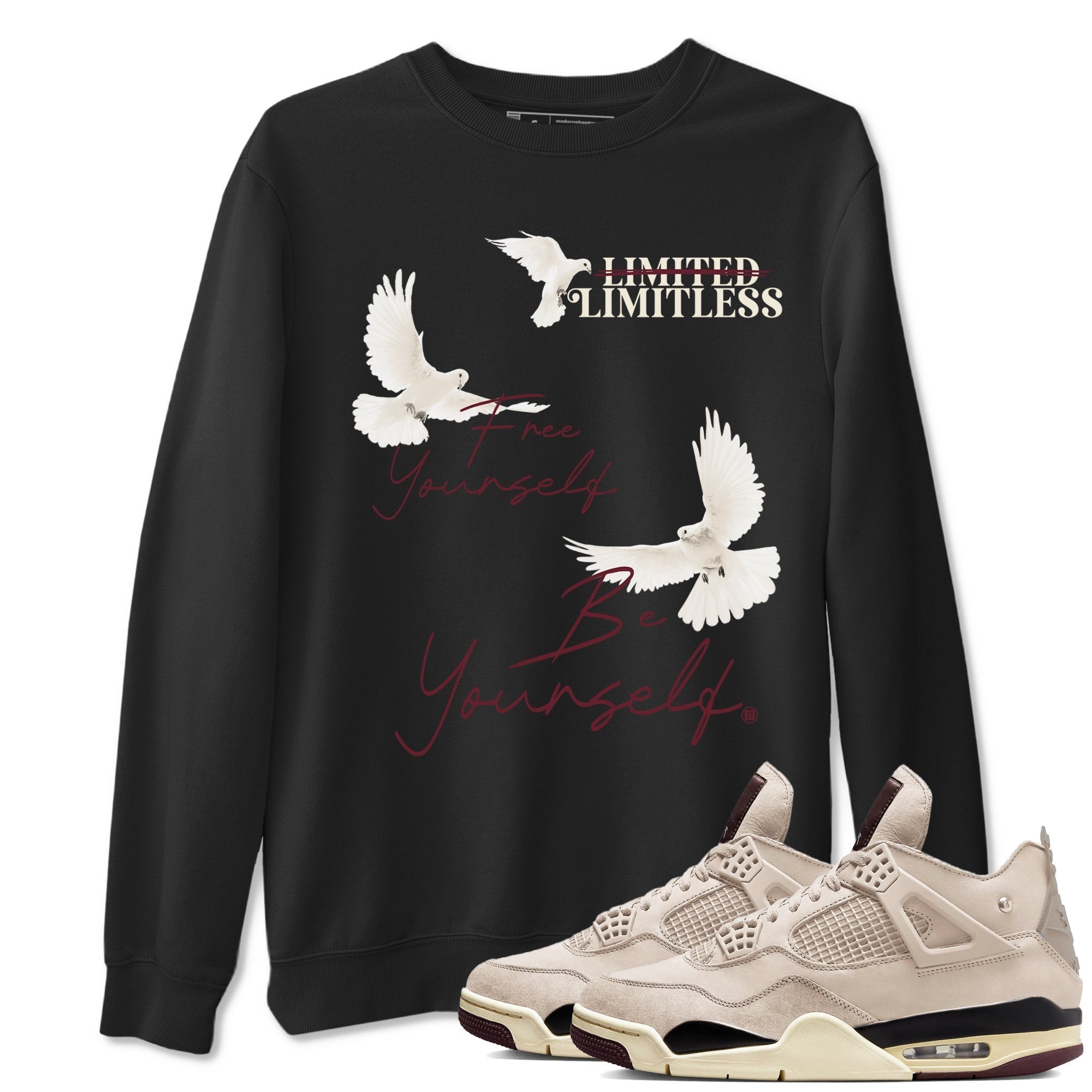 Free Yourself Be Yourself snkmatch Tees - Air Jordan 4 A Ma Maniere x Fossil Stone