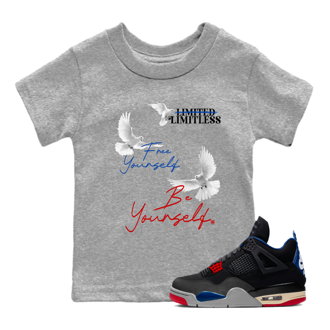 Free Yourself Be Yourself snkmatch Tees Kids - Air Jordan 4 Rare Air