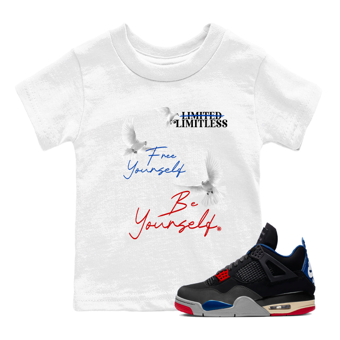 Free Yourself Be Yourself snkmatch Tees Kids - Air Jordan 4 Rare Air