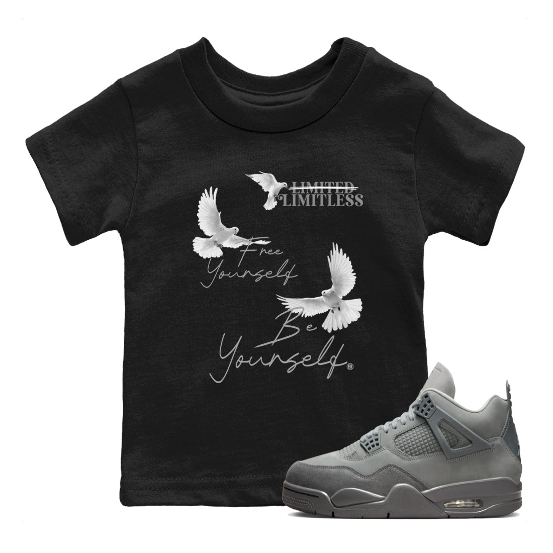 Free Yourself Be Yourself snkmatch Tees Kids - Air Jordan 4 Wet Cement
