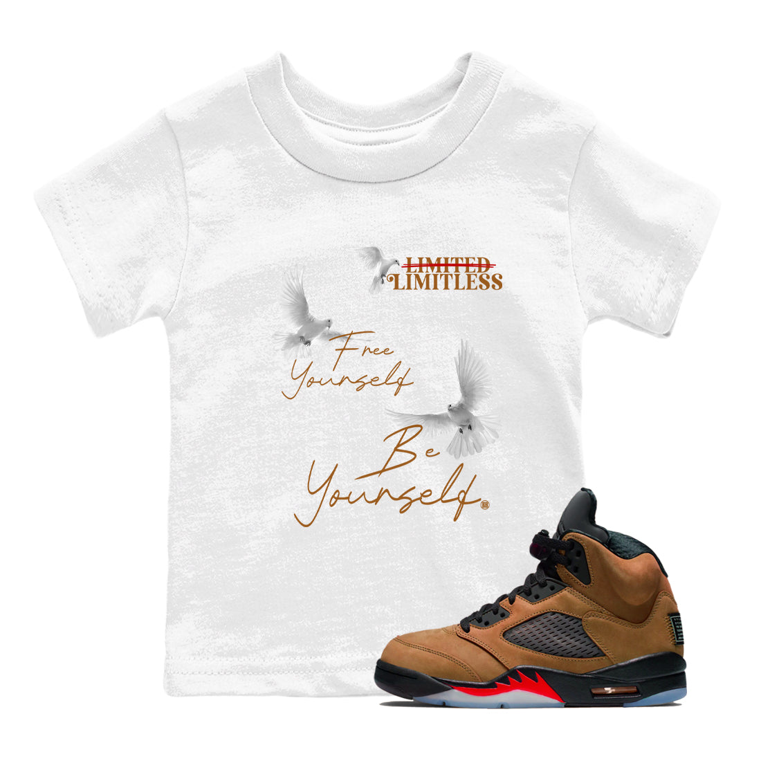 Free Yourself Be Yourself snkmatch Tees Kids - Air Jordan 5 Archaeo Brown