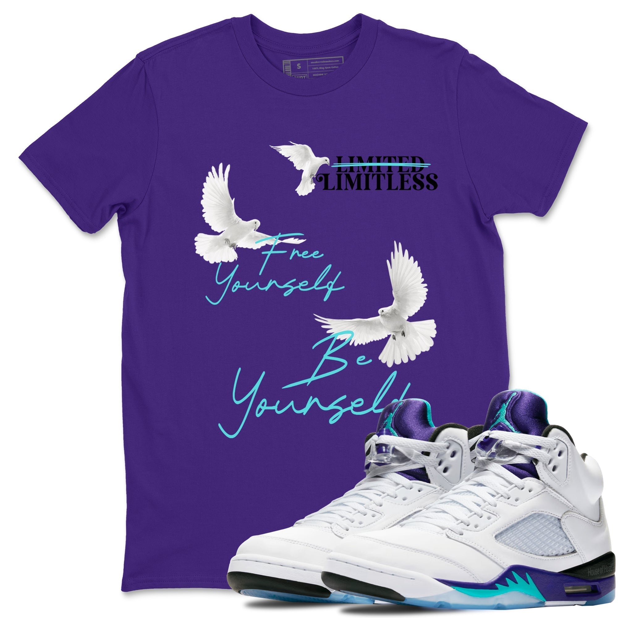 Free Yourself Be Yourself snkmatch Tees - Air Jordan 5 Grape