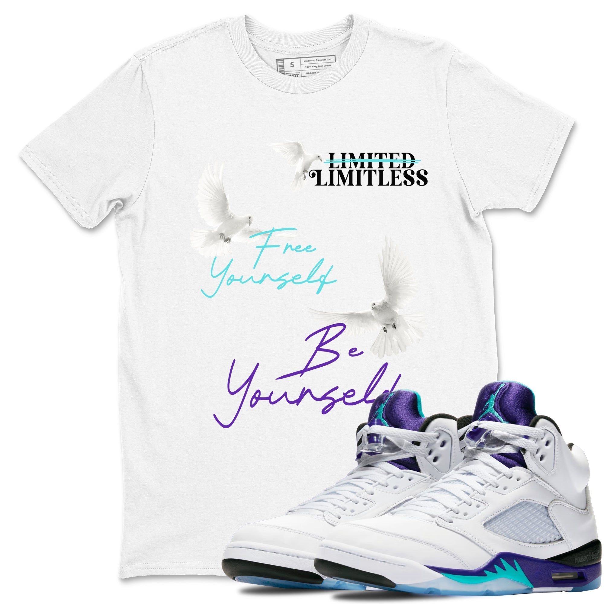 Free Yourself Be Yourself snkmatch Tees - Air Jordan 5 Grape