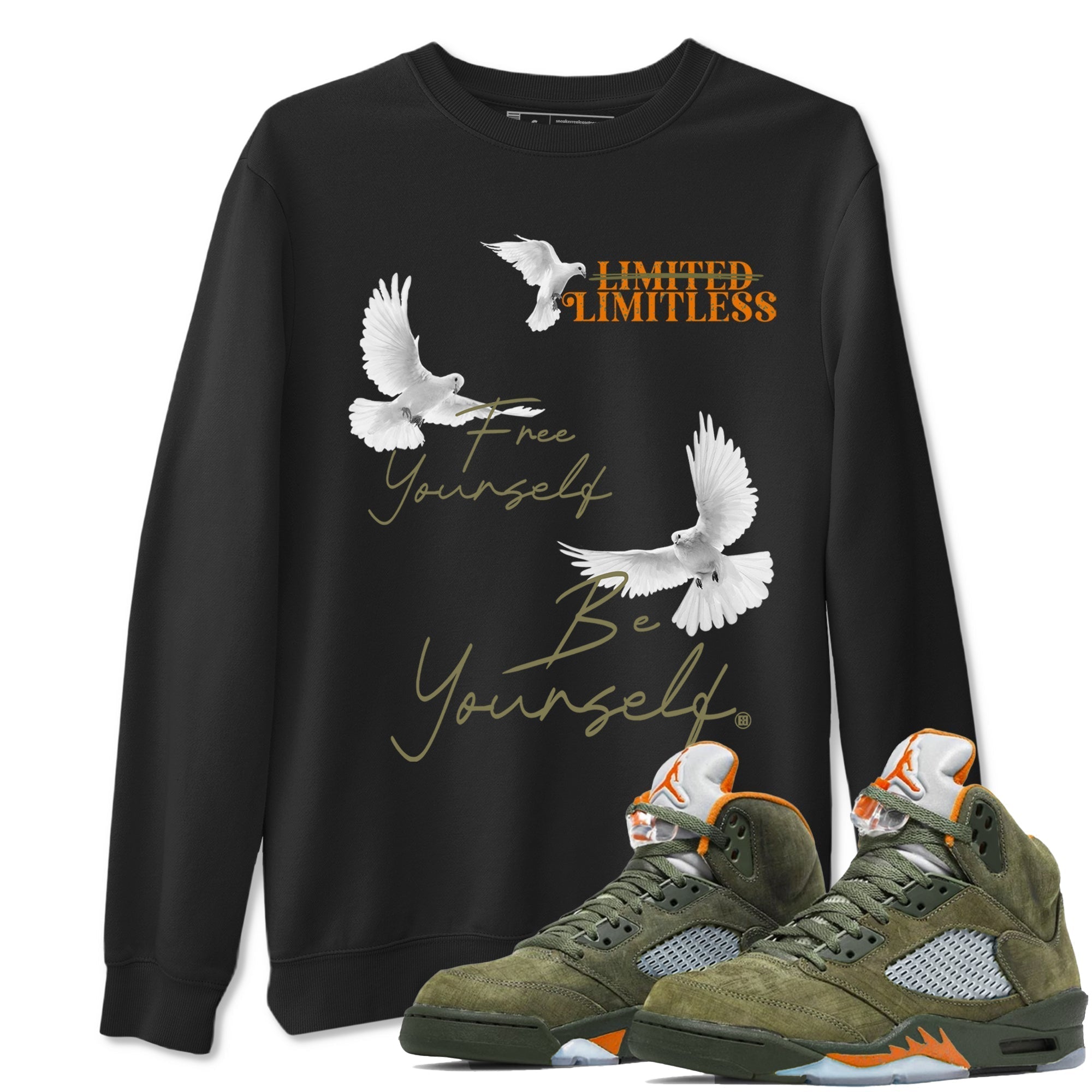 Free Yourself Be Yourself snkmatch Tees - Air Jordan 5 Olive