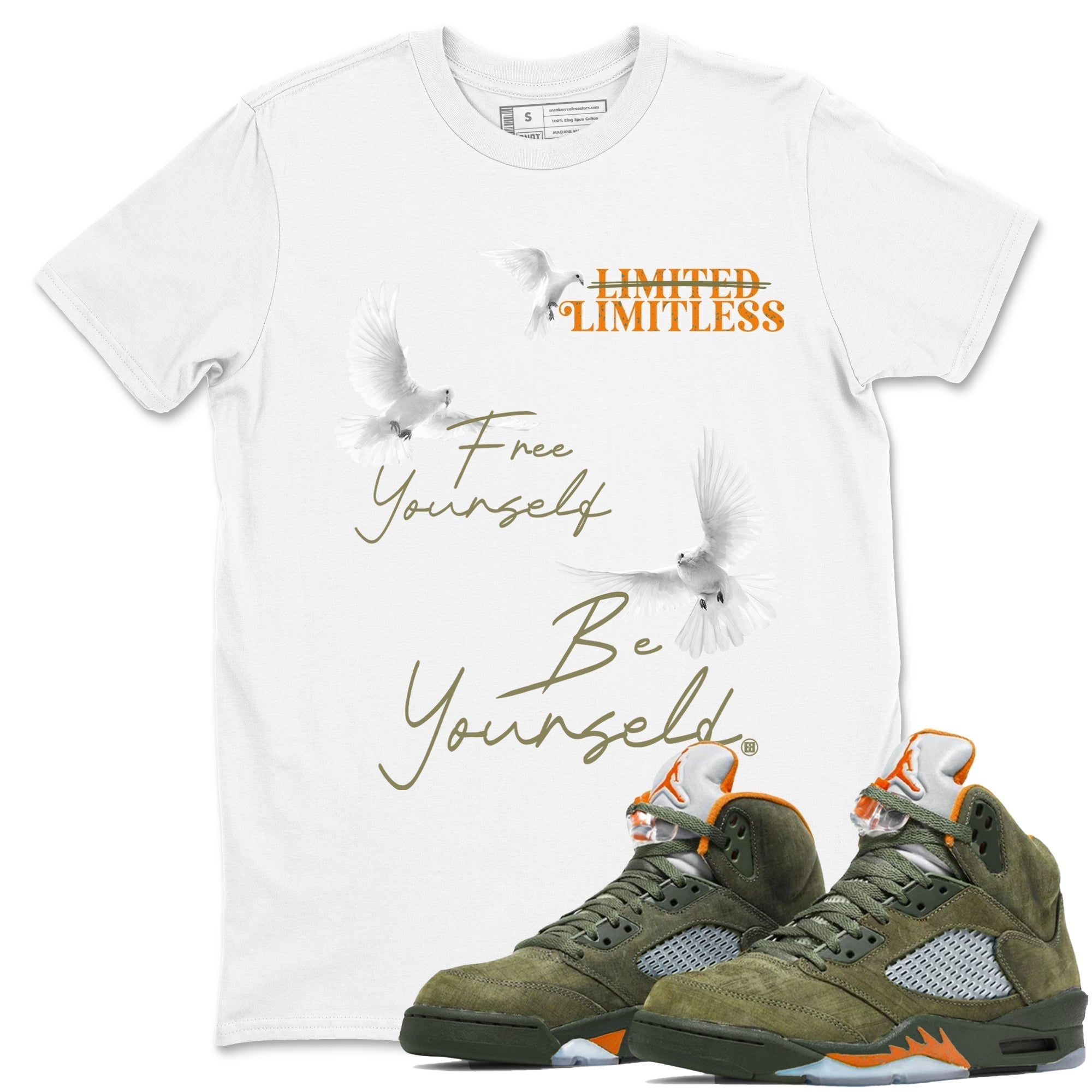 Free Yourself Be Yourself snkmatch Tees - Air Jordan 5 Olive