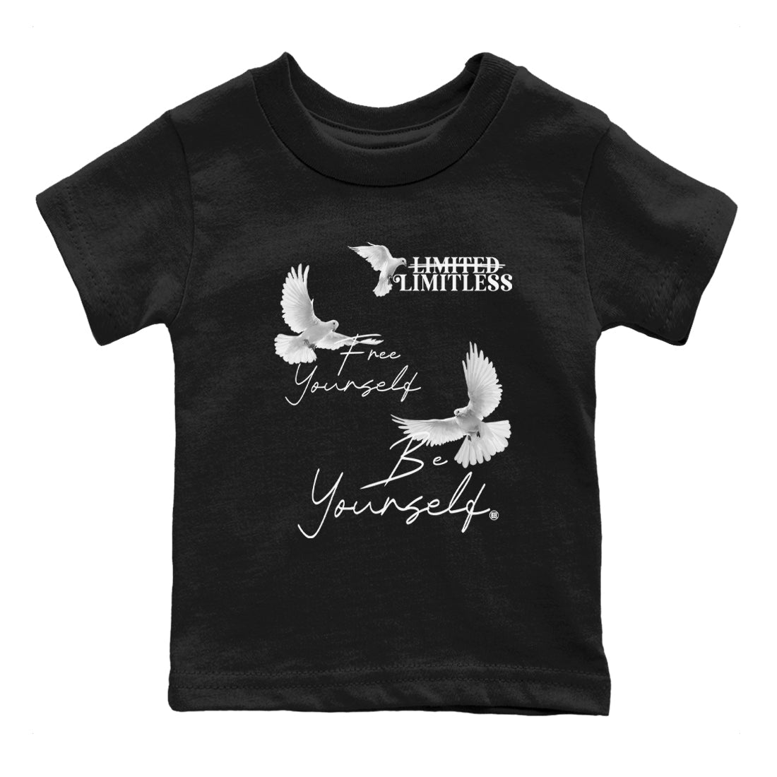 Free Yourself Be Yourself snkmatch Tees Kids - Air Jordan 5 White Black