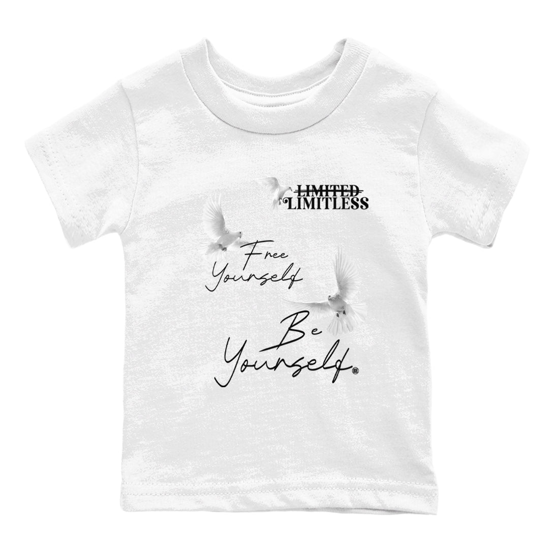 Free Yourself Be Yourself snkmatch Tees Kids - Air Jordan 5 White Black