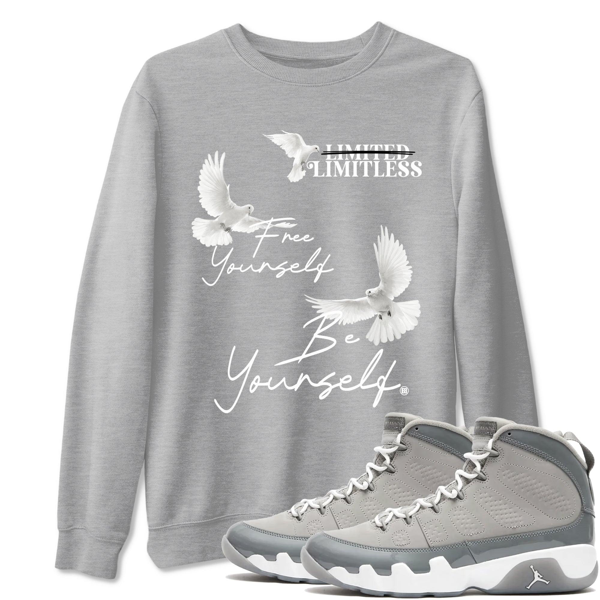 Free Yourself Be Yourself snkmatch Tees - Air Jordan 9 Cool Grey