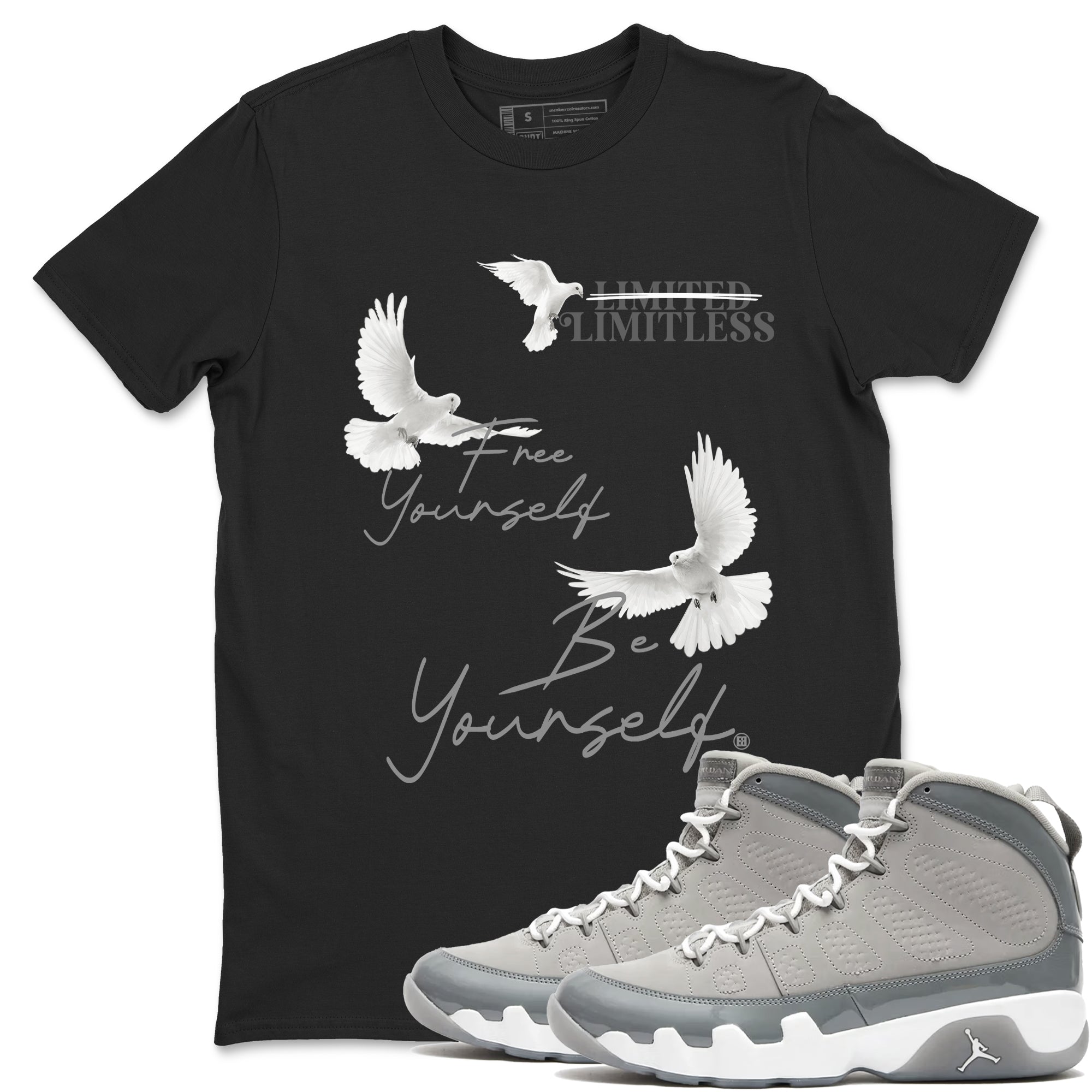 Free Yourself Be Yourself snkmatch Tees - Air Jordan 9 Cool Grey