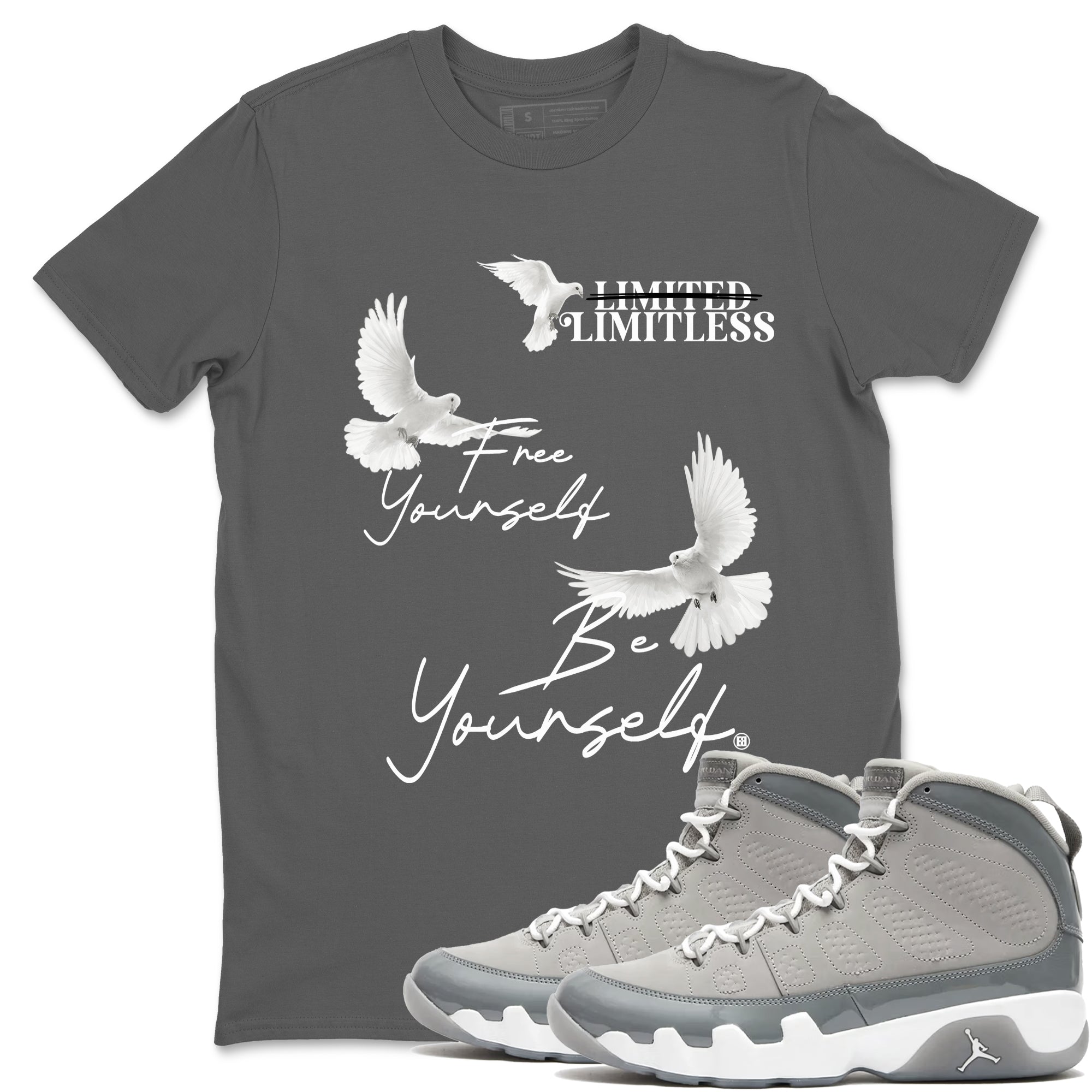 Free Yourself Be Yourself snkmatch Tees - Air Jordan 9 Cool Grey
