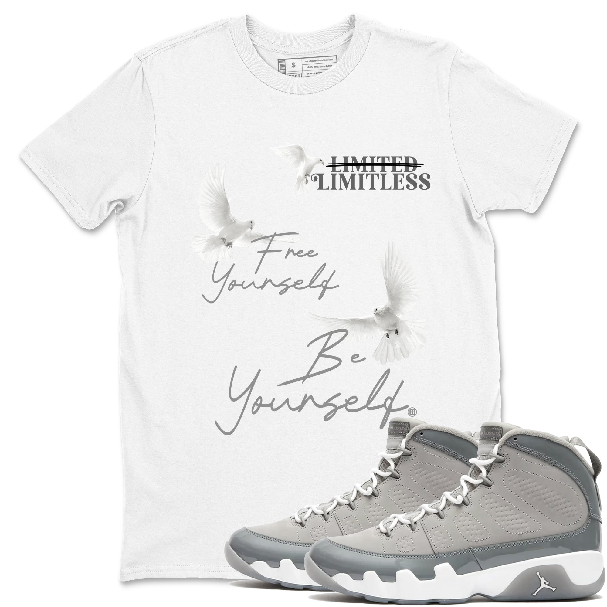 Free Yourself Be Yourself snkmatch Tees - Air Jordan 9 Cool Grey