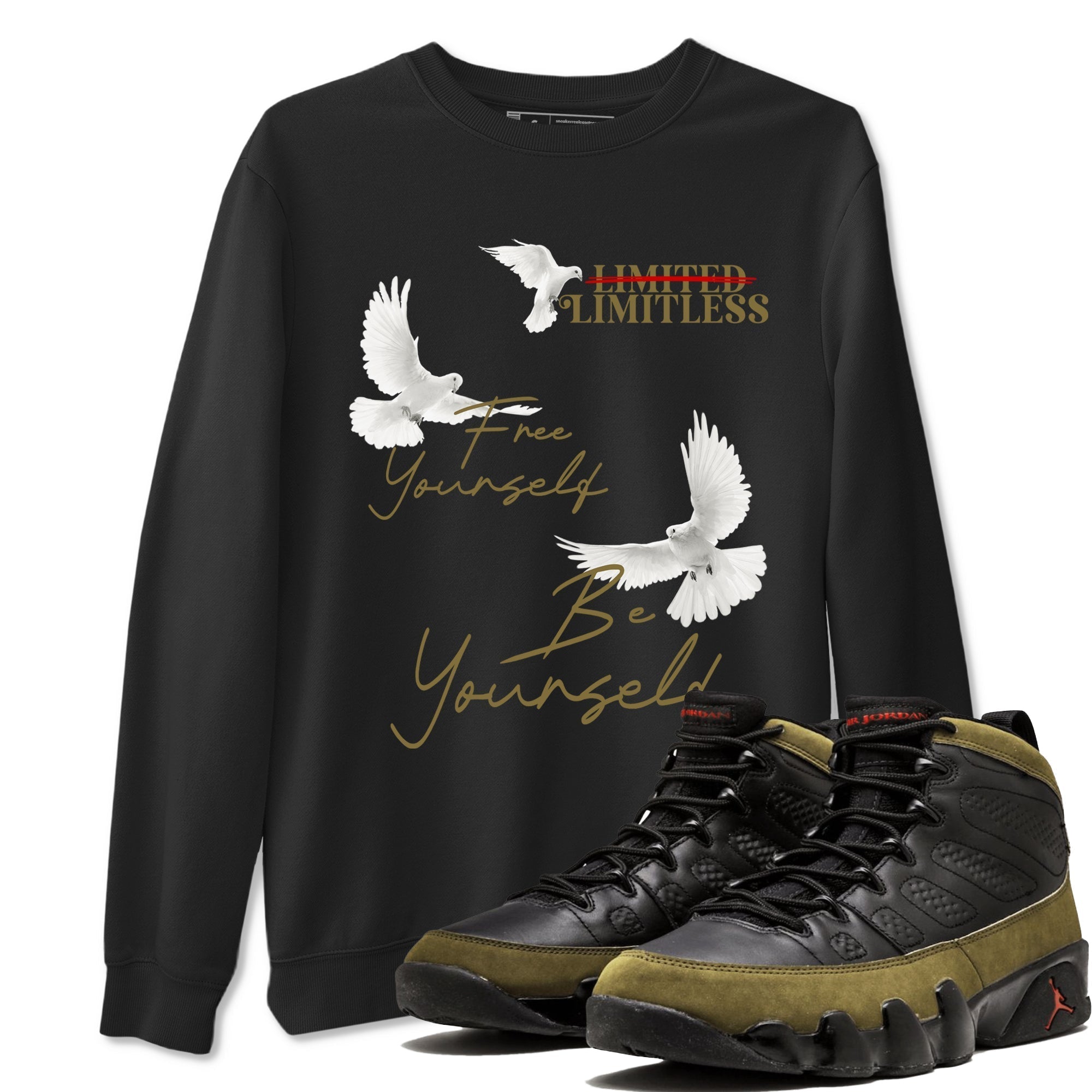 Free Yourself Be Yourself snkmatch Tees - Air Jordan 9 Olive