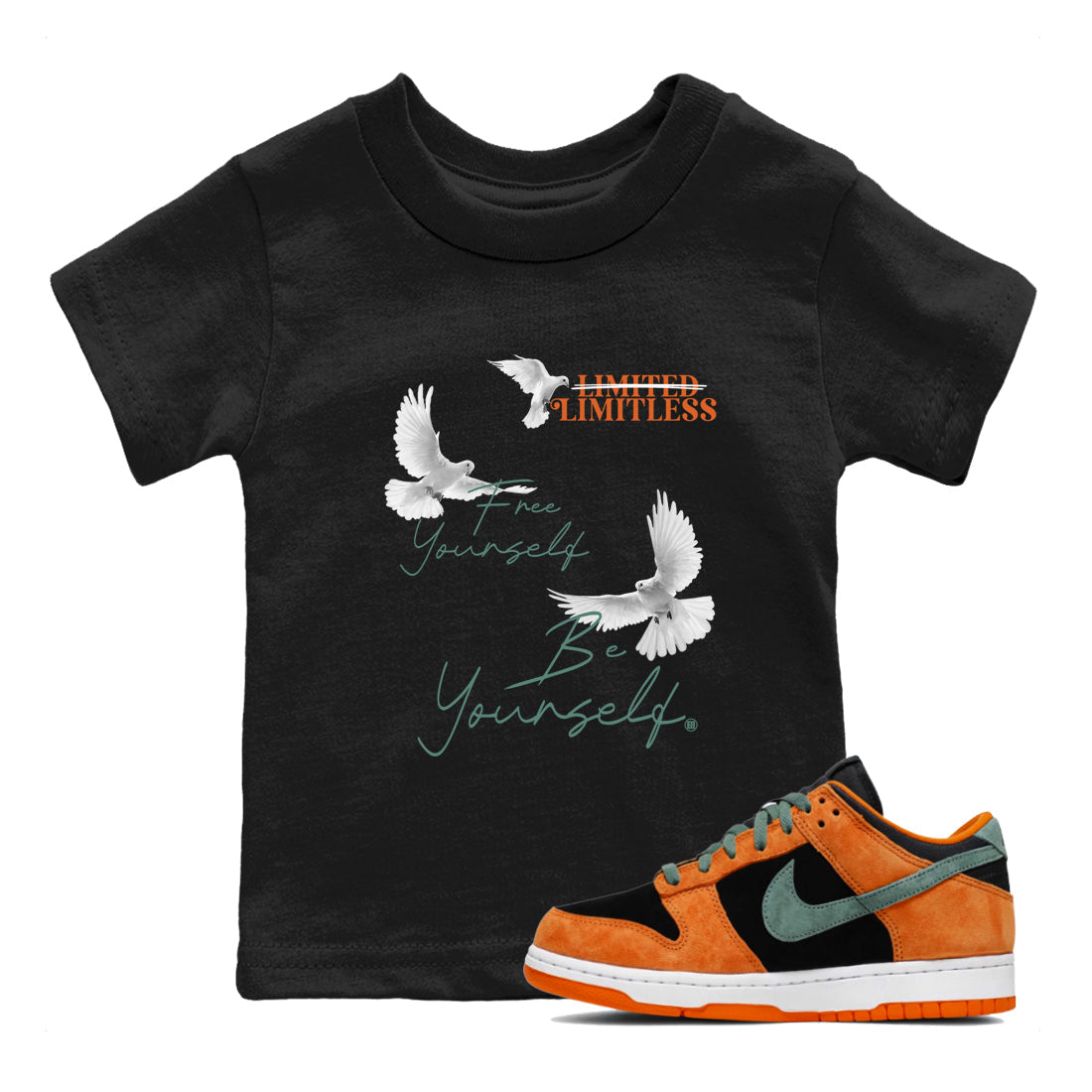 Free Yourself Be Yourself snkmatch Tees Kids - Dunk Ceramic