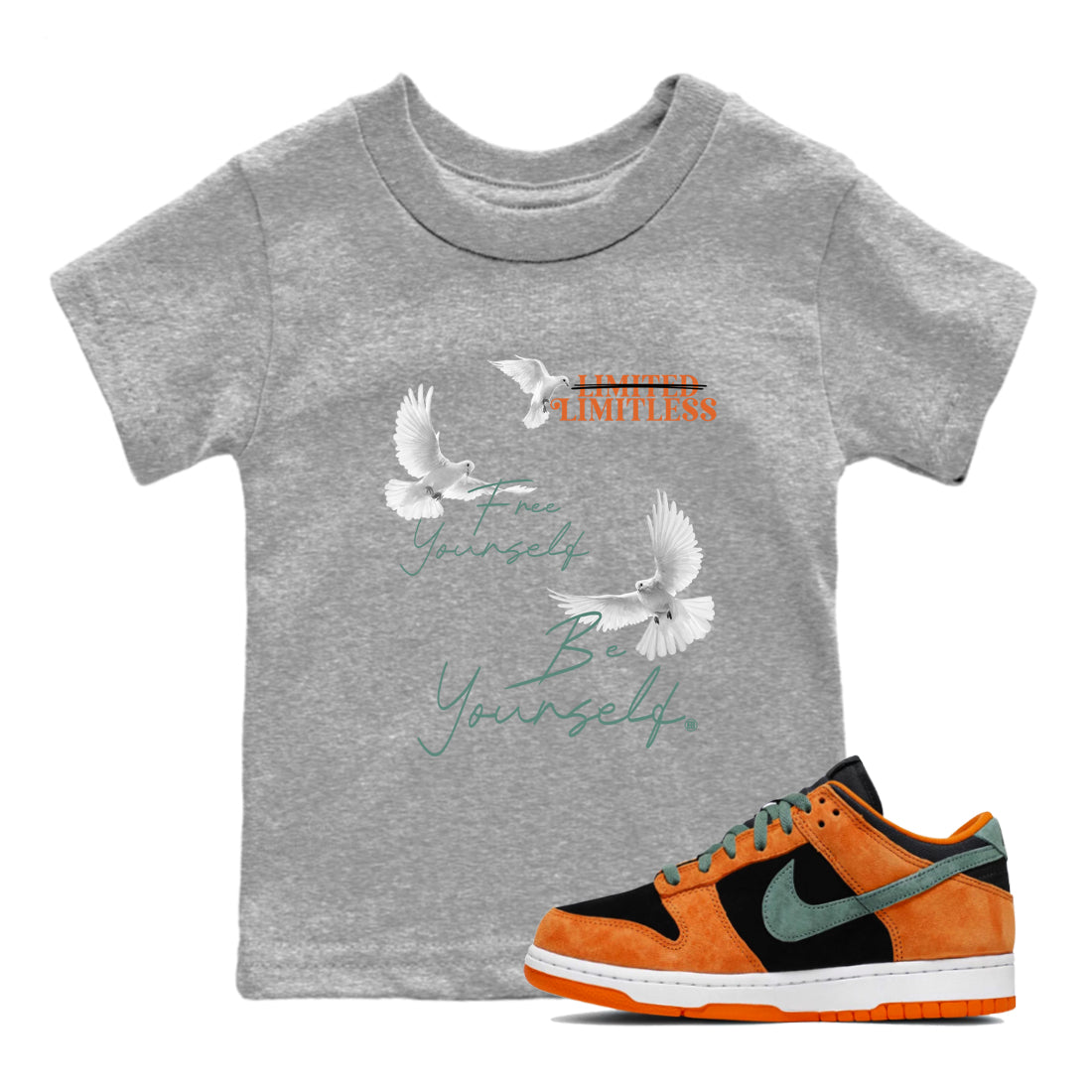 Free Yourself Be Yourself snkmatch Tees Kids - Dunk Ceramic