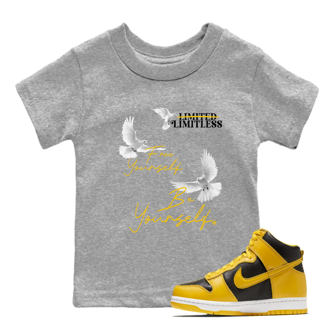 Free Yourself Be Yourself snkmatch Tees Kids - Dunk High Pollen