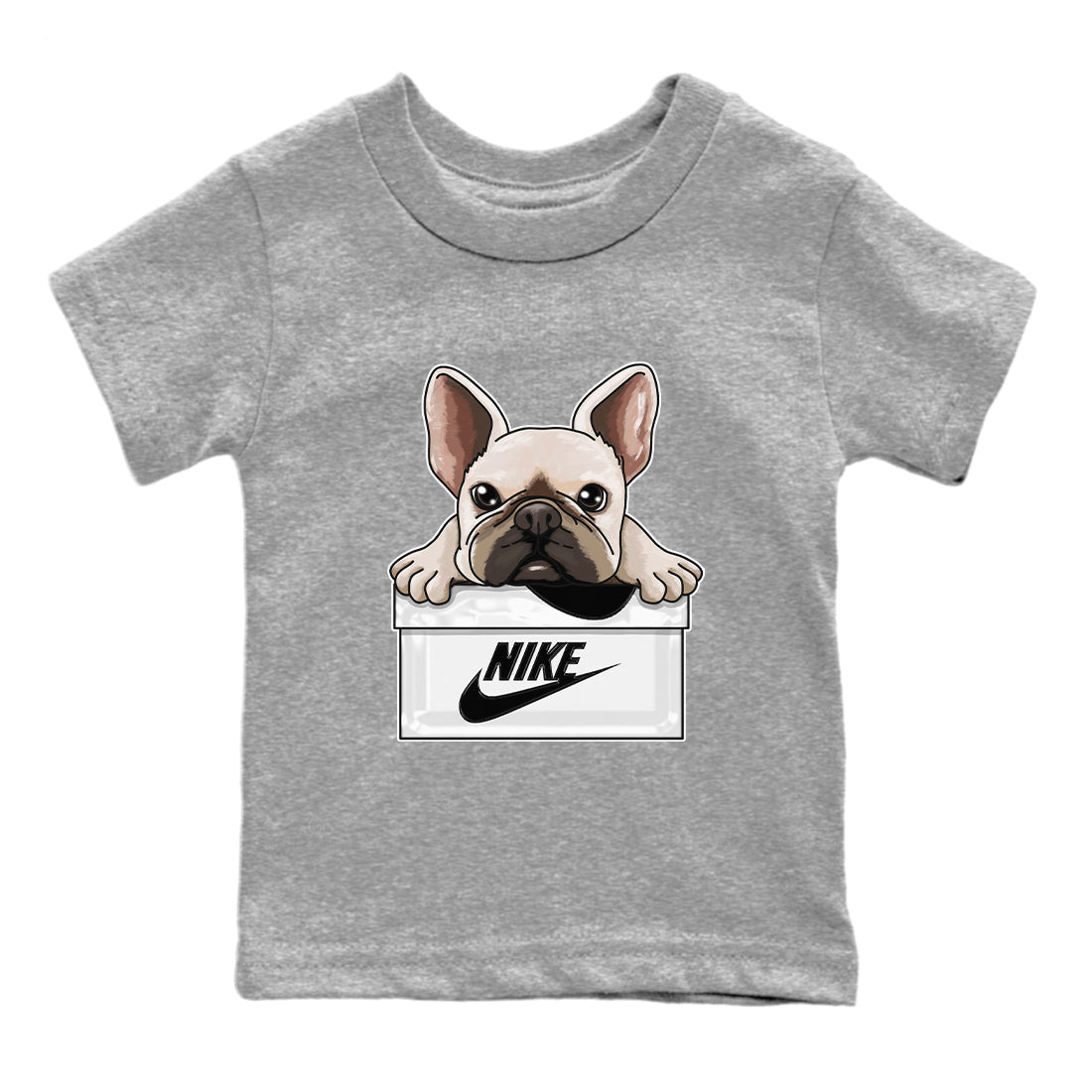 French Bulldog Kids Tops - Air Jordan 1 Black White