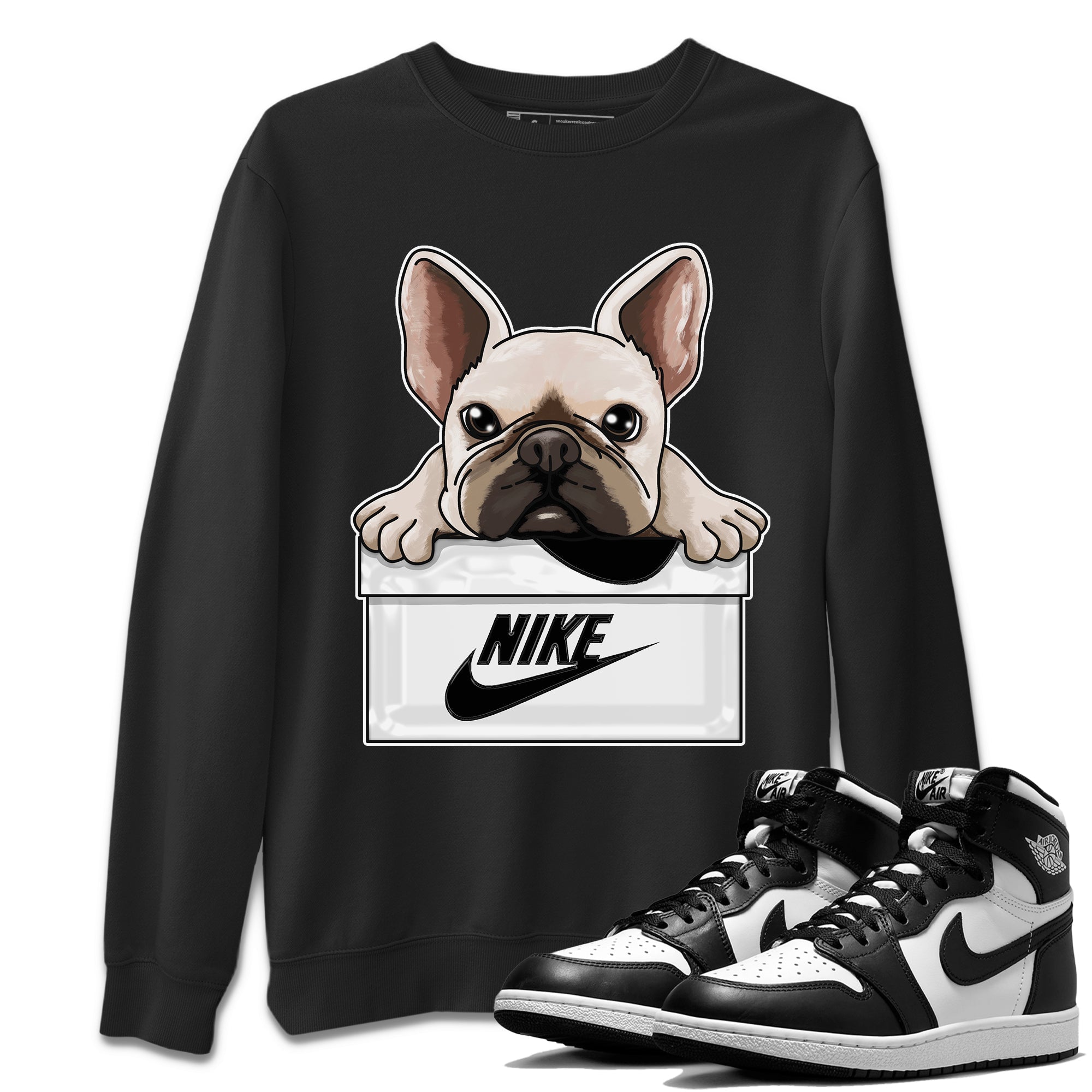 French Bulldog Unisex Tops - Air Jordan 1 Black White