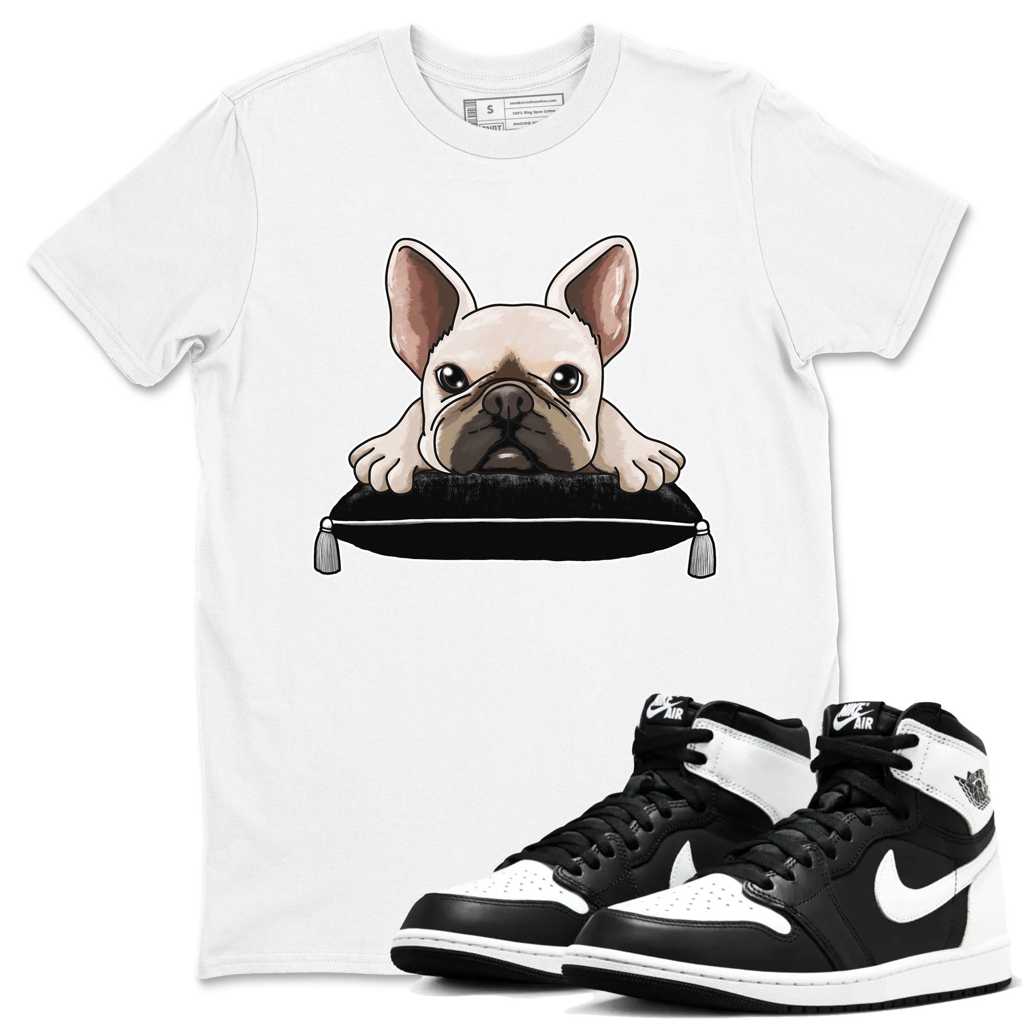 French Bulldog snkmatch Tees - Air Jordan 1 Black White