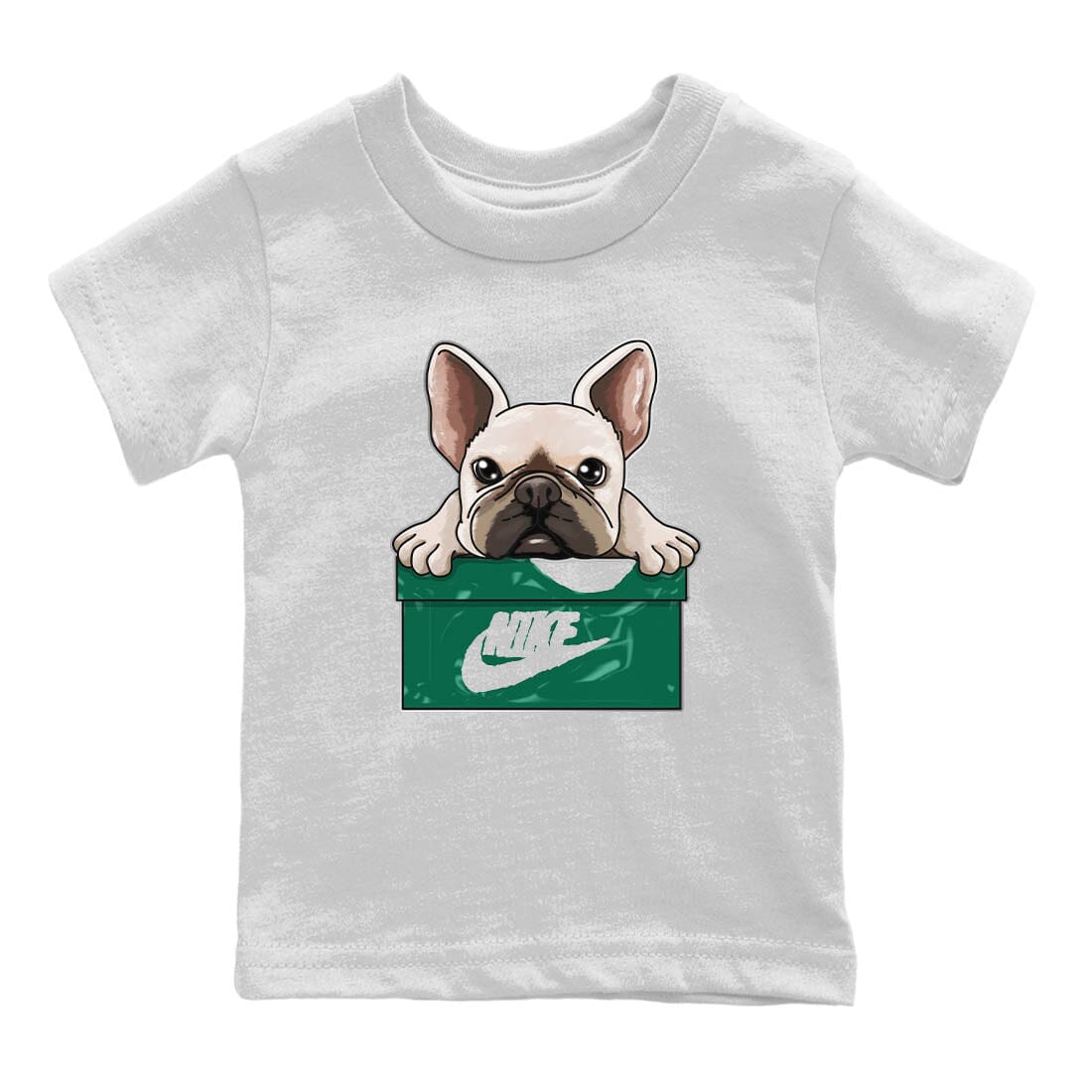 French Bulldog Kids Tops - Air Jordan 1 Gorge Green