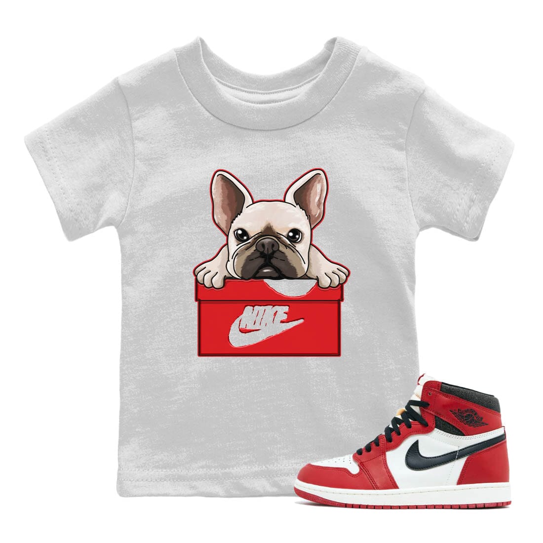 French Bulldog Kids Tops - Air Jordan 1 Lost & Found
