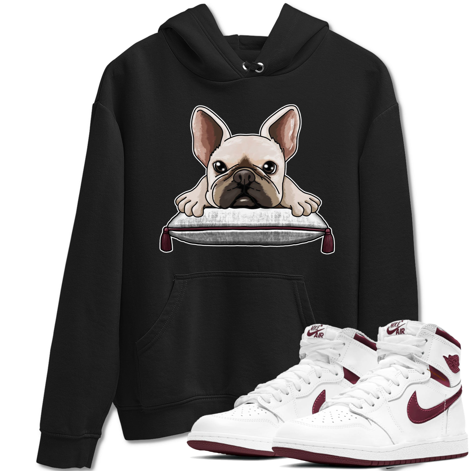 French Bulldog snkmatch Tees - Air Jordan 1 Metallic Burgundy
