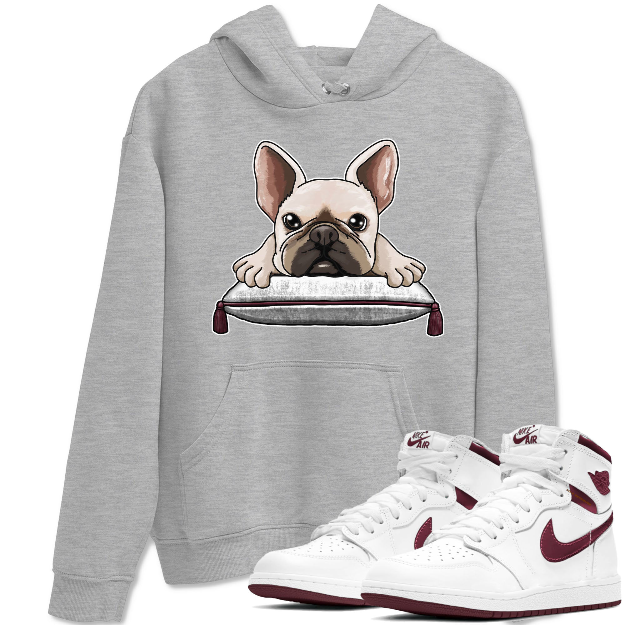 French Bulldog snkmatch Tees - Air Jordan 1 Metallic Burgundy