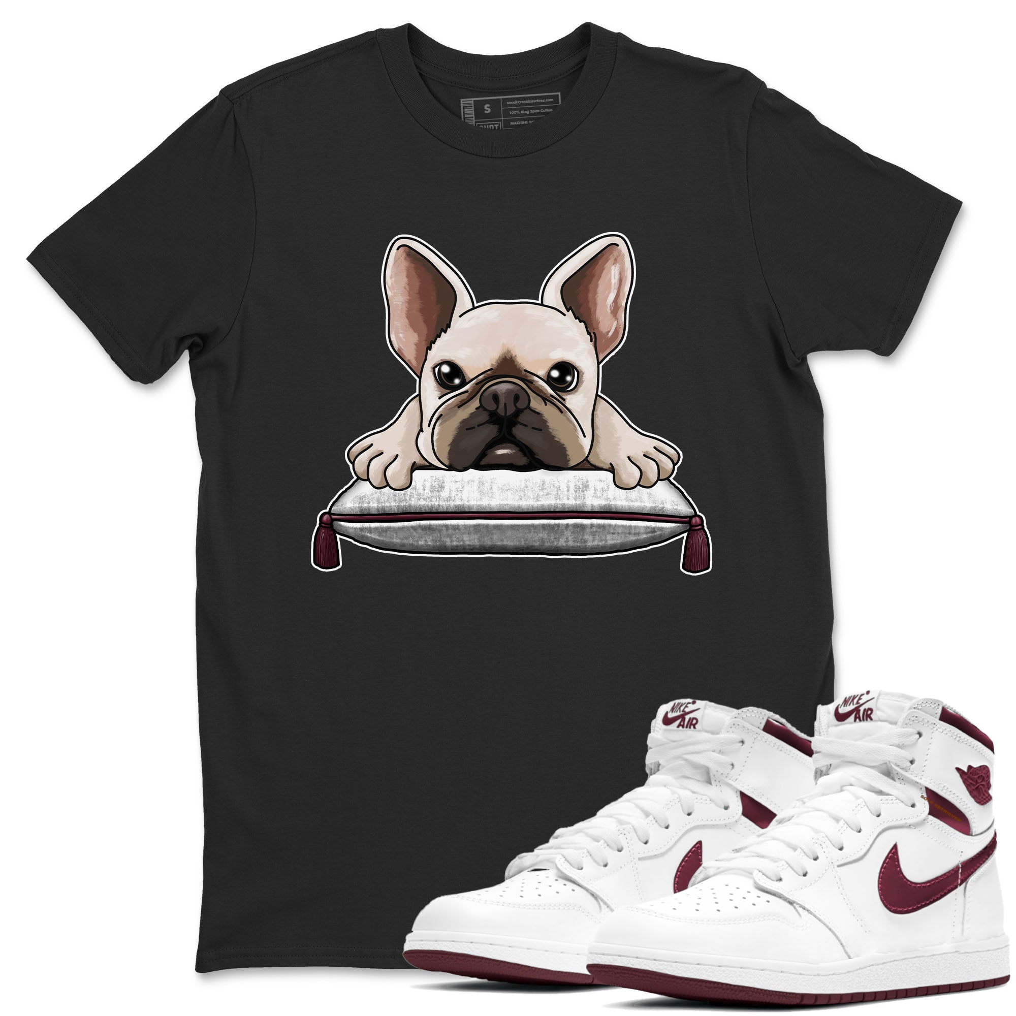 French Bulldog snkmatch Tees - Air Jordan 1 Metallic Burgundy