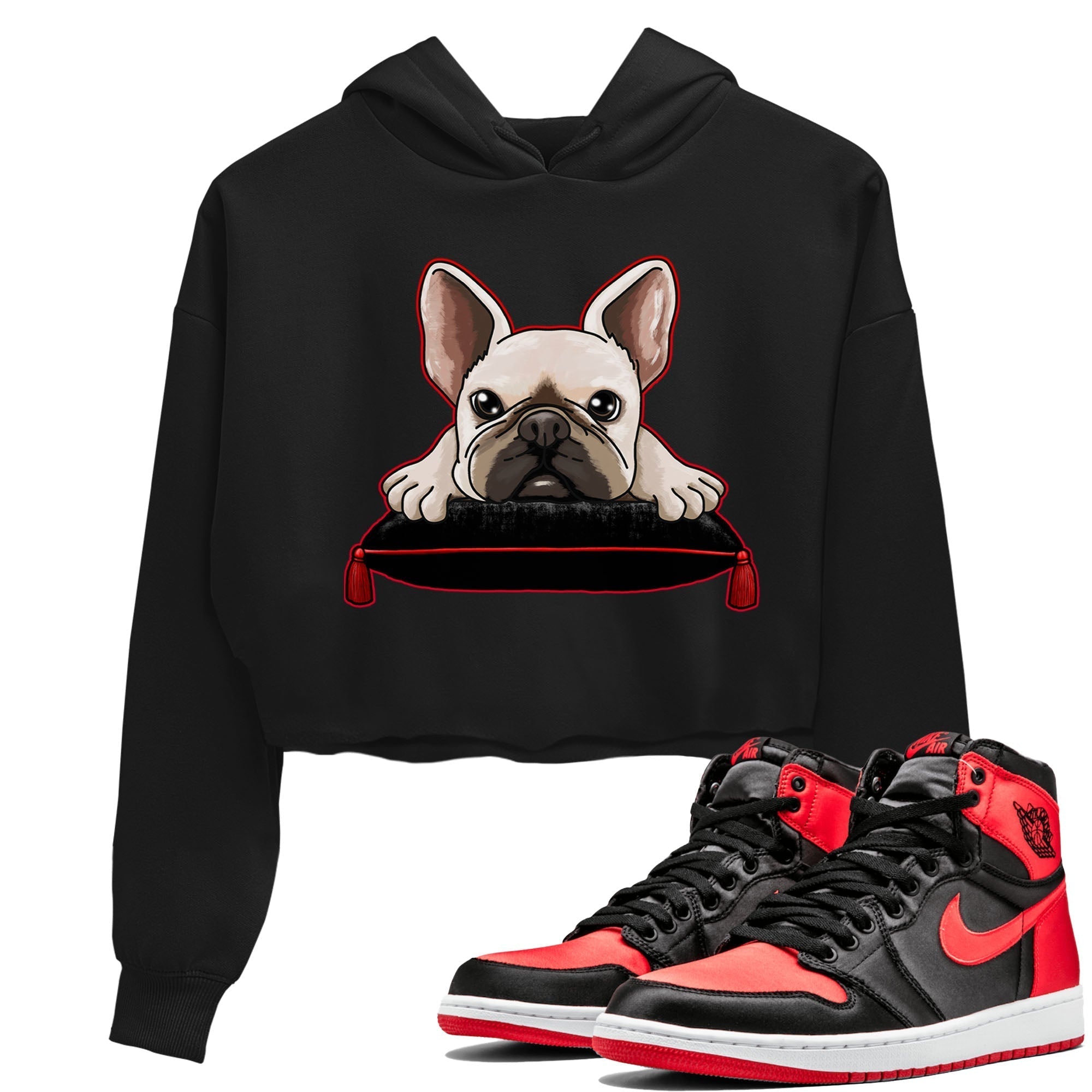 French Bulldog snkmatch Women's Top - Air Jordan 1 Satin Bred