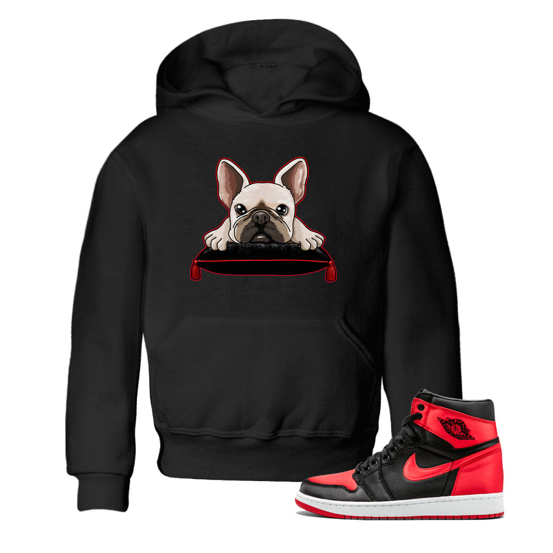 French Bulldog snkmatch Tee Kids - Air Jordan 1 Satin Bred