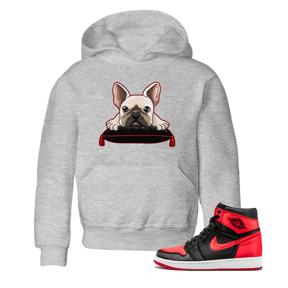 French Bulldog snkmatch Tee Kids - Air Jordan 1 Satin Bred