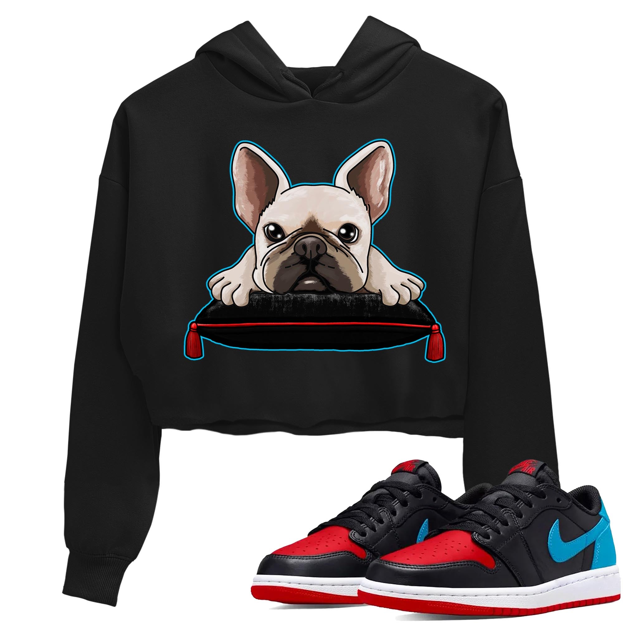 French Bulldog snkmatch Women's Top - Air Jordan 1 UNC to Chicago