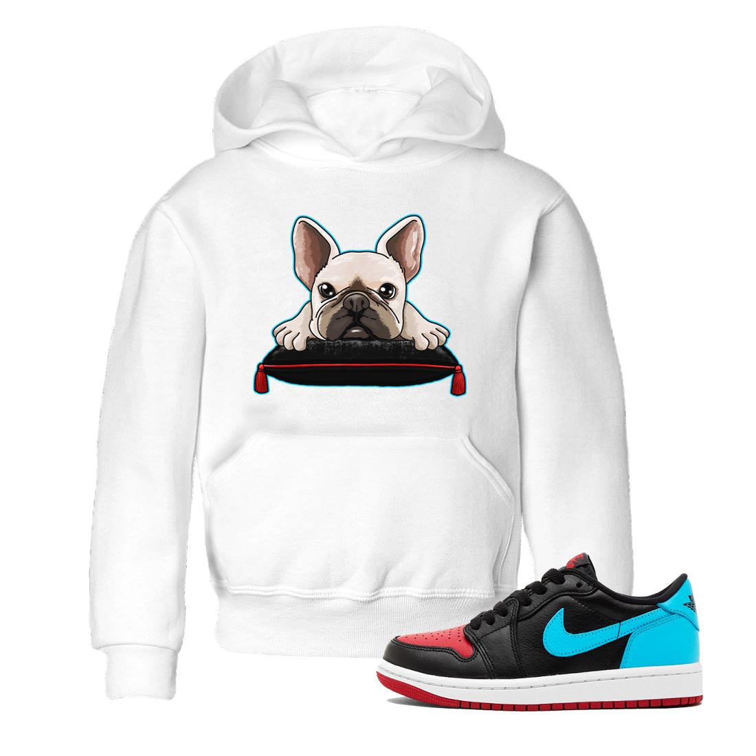 French Bulldog snkmatch Tee Kids - Air Jordan 1 UNC to Chicago