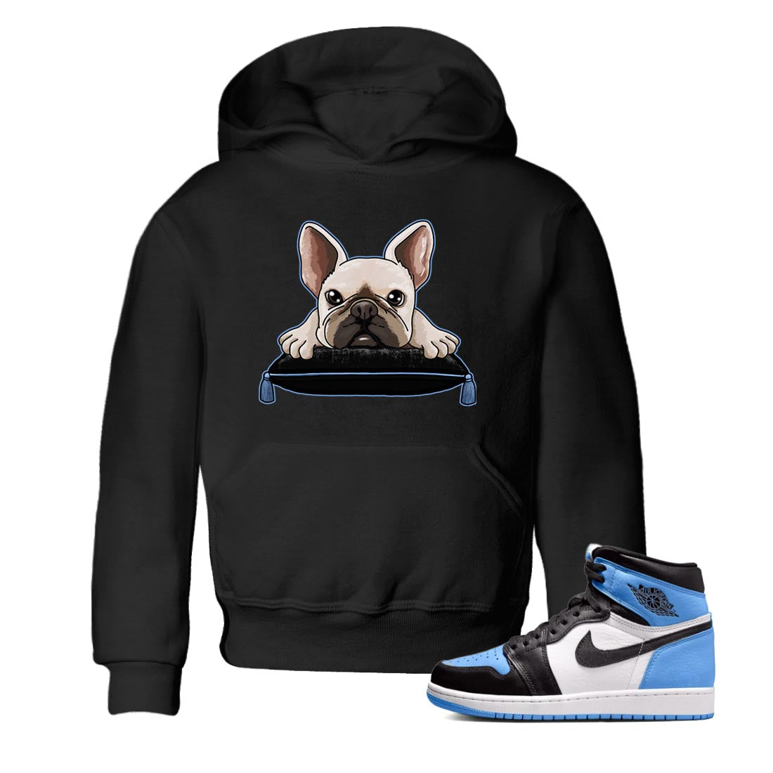 French Bulldog snkmatch Tee Kids - Air Jordan 1 UNC Toe