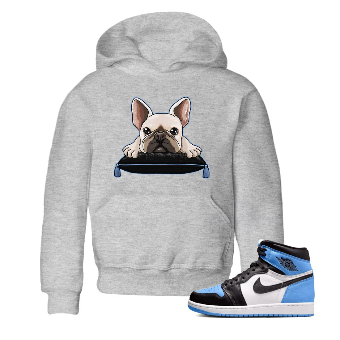 French Bulldog snkmatch Tee Kids - Air Jordan 1 UNC Toe