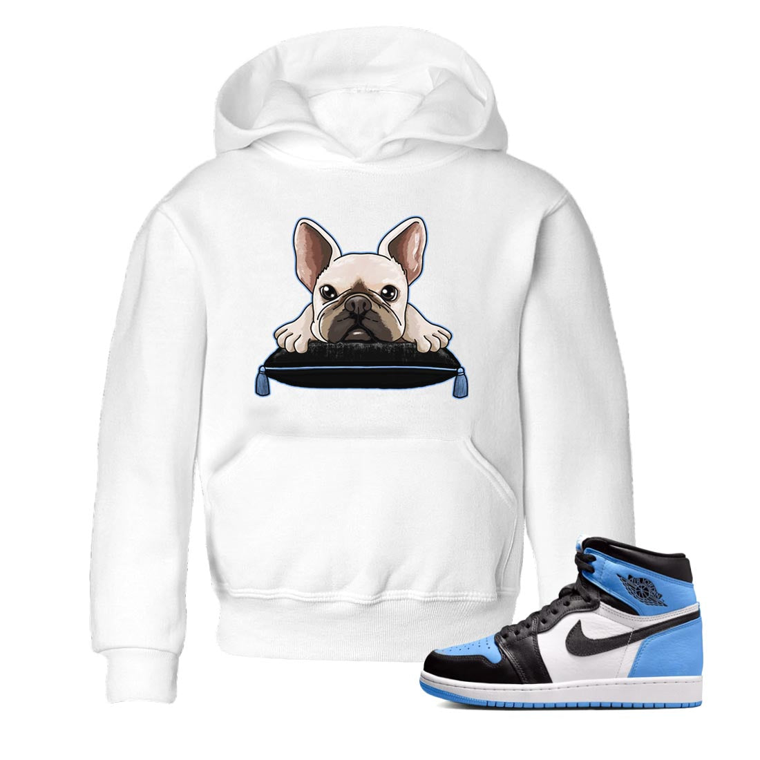 French Bulldog snkmatch Tee Kids - Air Jordan 1 UNC Toe