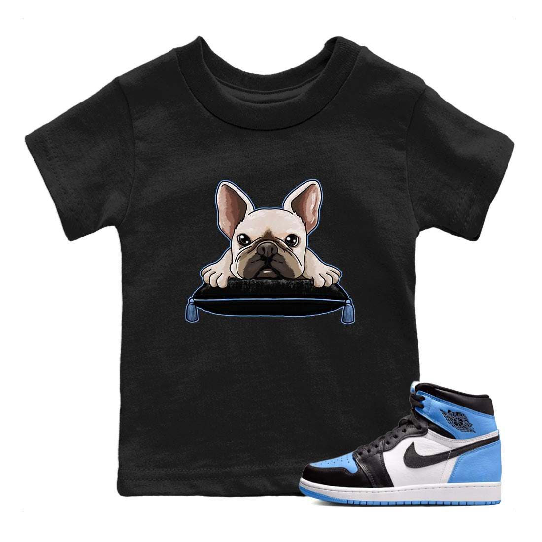 French Bulldog snkmatch Tee Kids - Air Jordan 1 UNC Toe