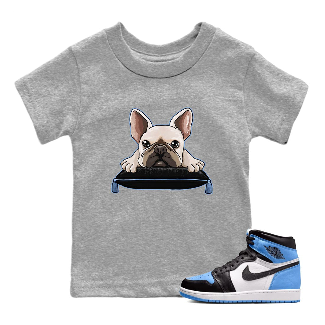 French Bulldog snkmatch Tee Kids - Air Jordan 1 UNC Toe