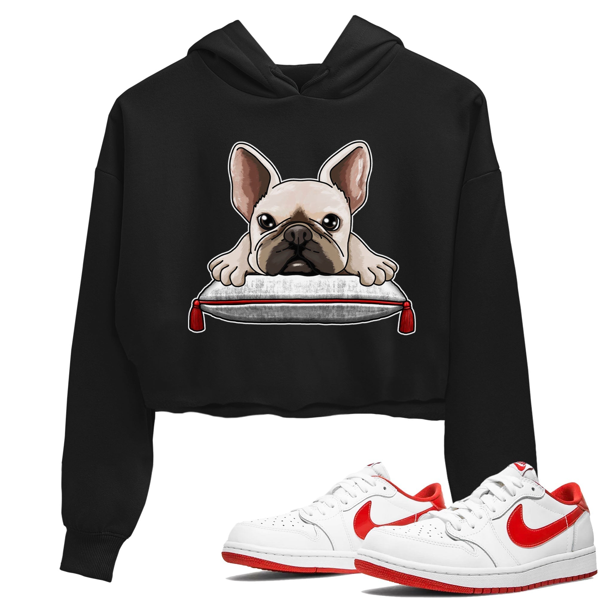 French Bulldog snkmatch Women's Top - Air Jordan 1 University Red