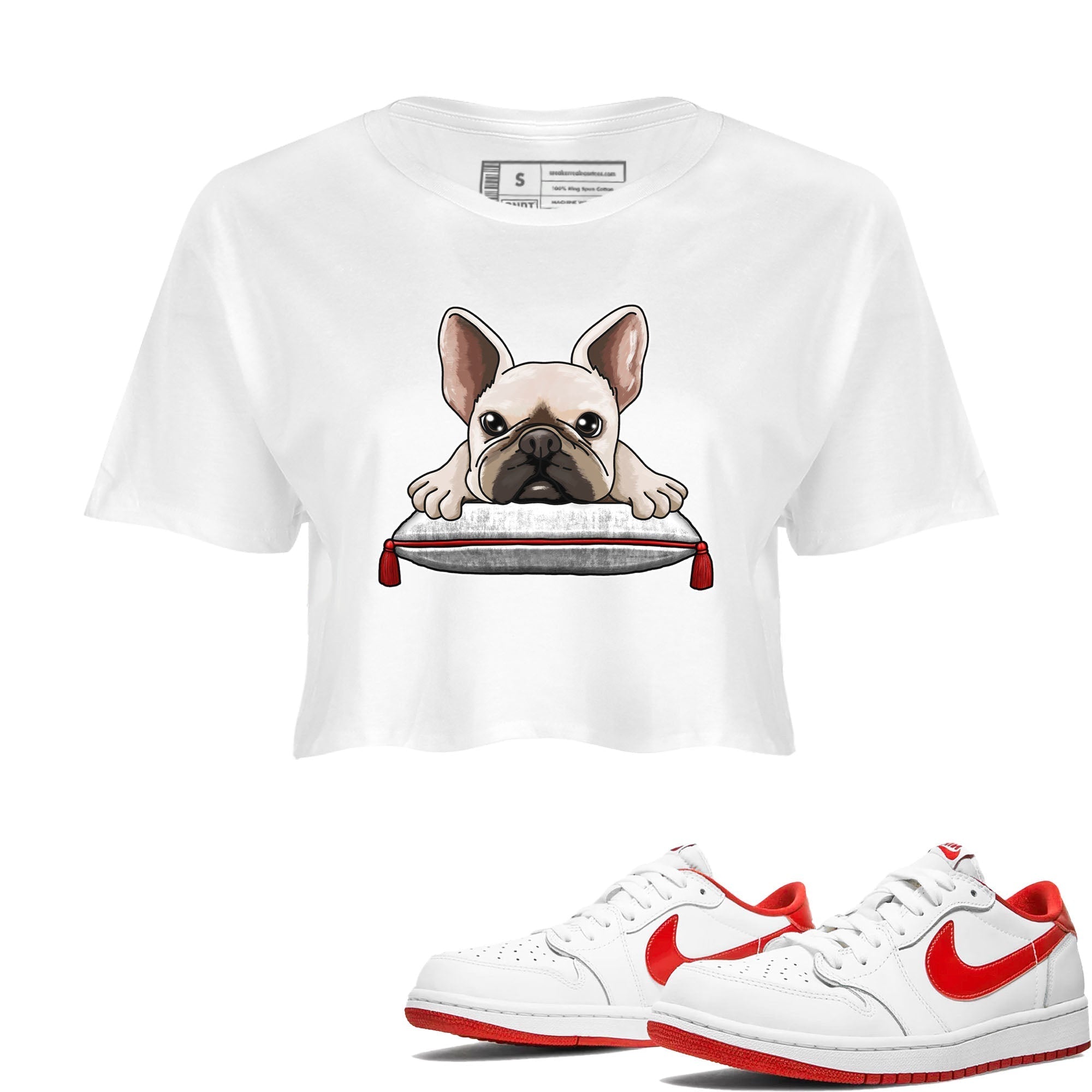 French Bulldog snkmatch Women's Top - Air Jordan 1 University Red