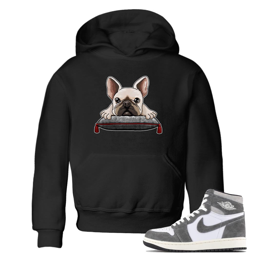 French Bulldog Kids Tops - Air Jordan 1 Washed Heritage