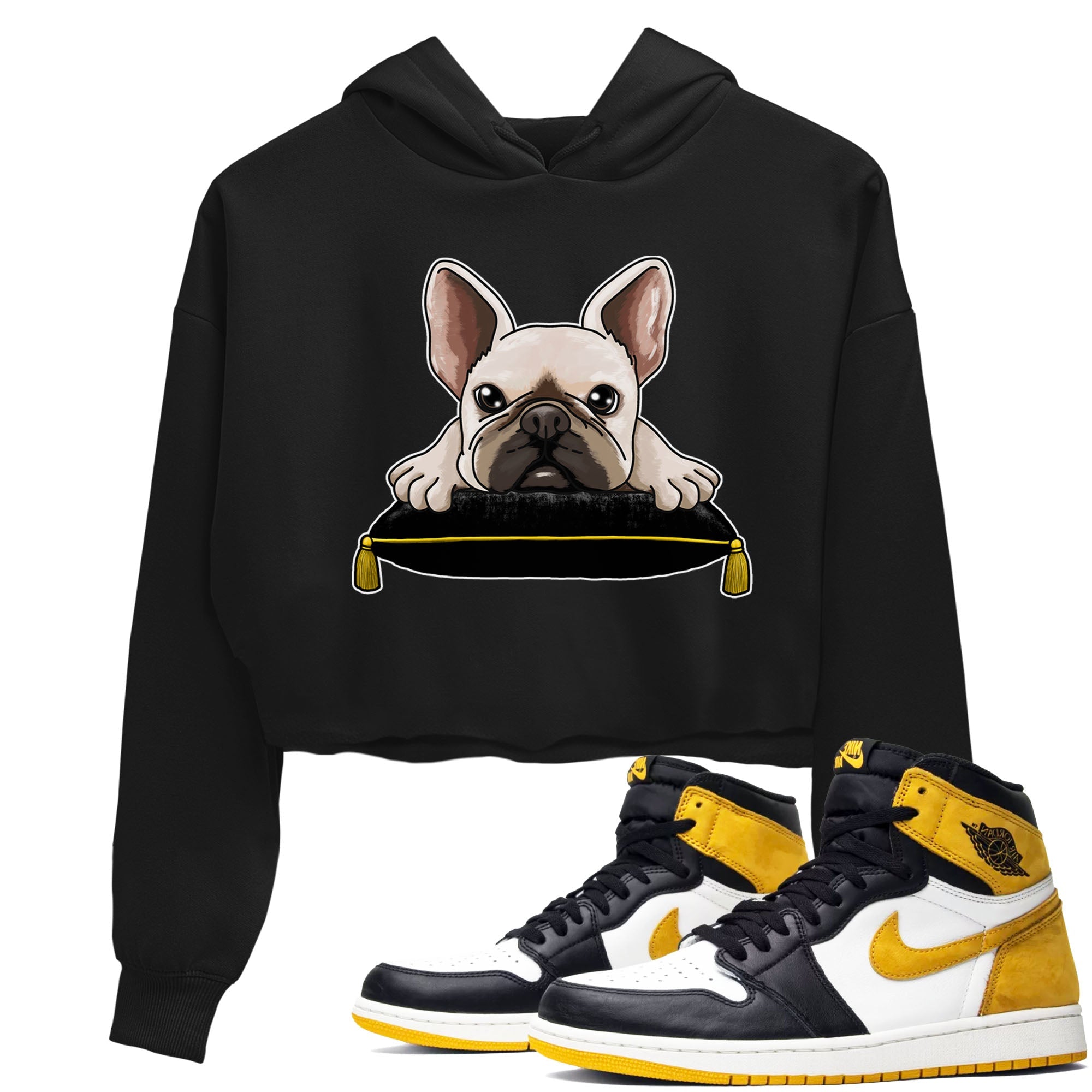 French Bulldog snkmatch Women's Top - Air Jordan 1 Yellow Ochre