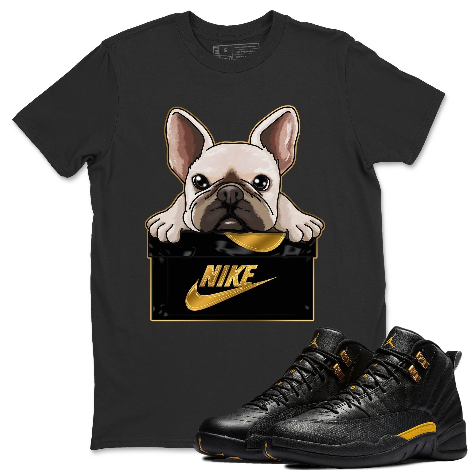 French Bulldog Unisex Tops - Air Jordan 12 Black Taxi