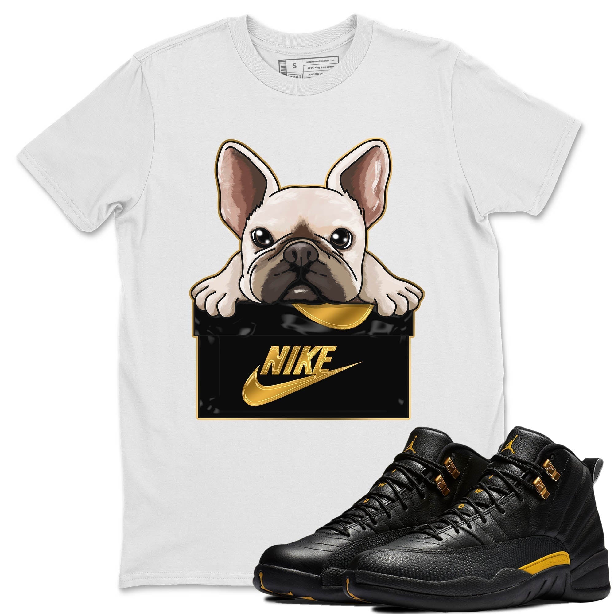 French Bulldog Unisex Tops - Air Jordan 12 Black Taxi
