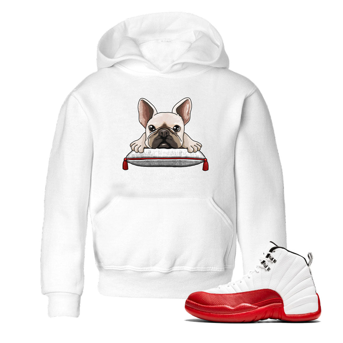 French Bulldog snkmatch Tee Kids - Air Jordan 12 Cherry