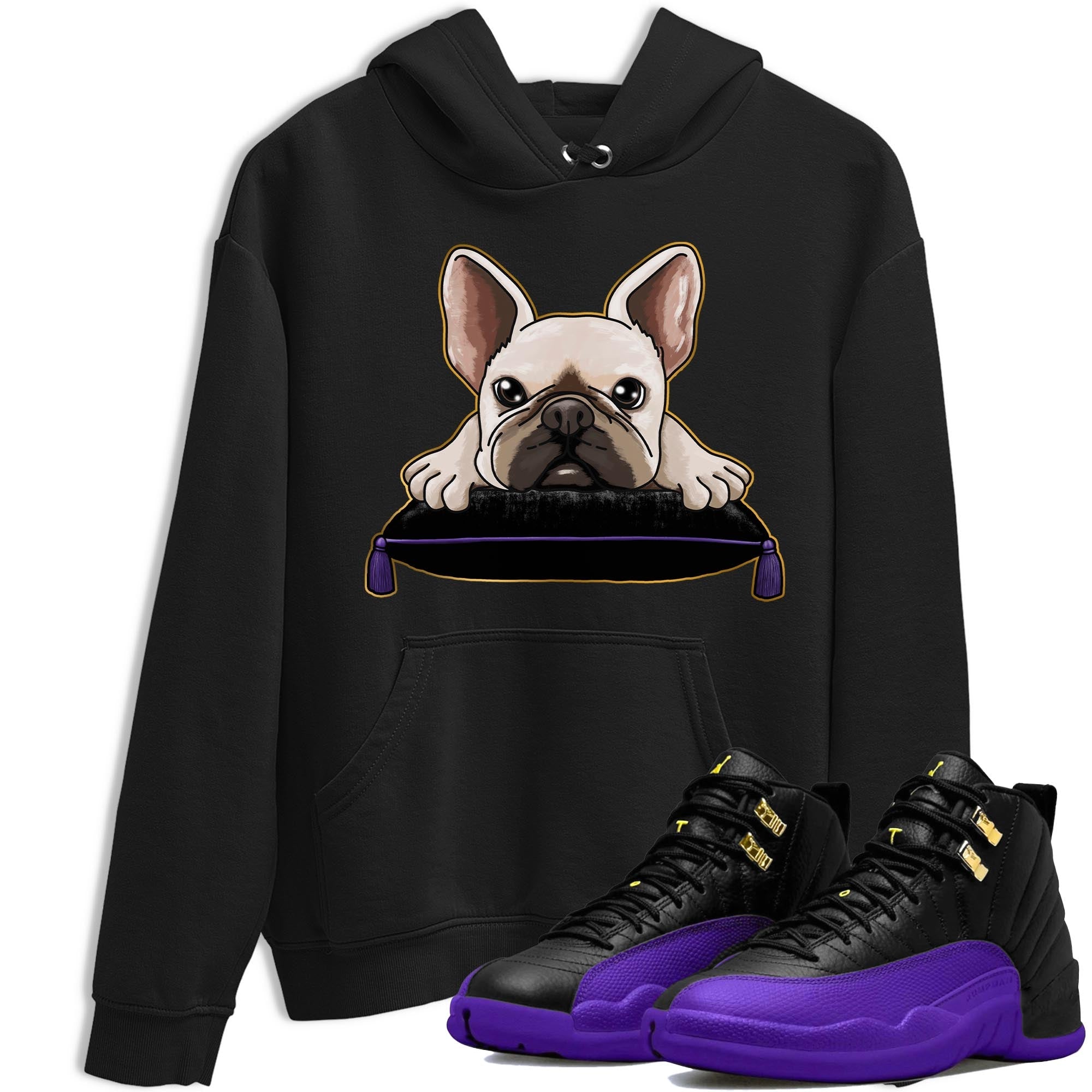 French bulldog snkmatch Tee - Air Jordan 12 Field Purple