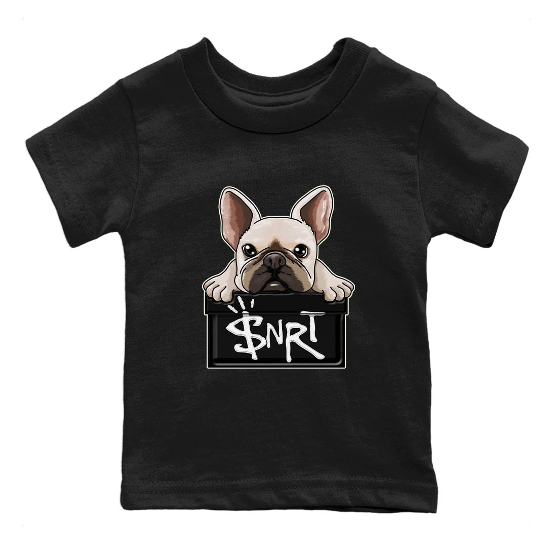 French Bulldog Kids Tops - Air Jordan 13 Black Flint