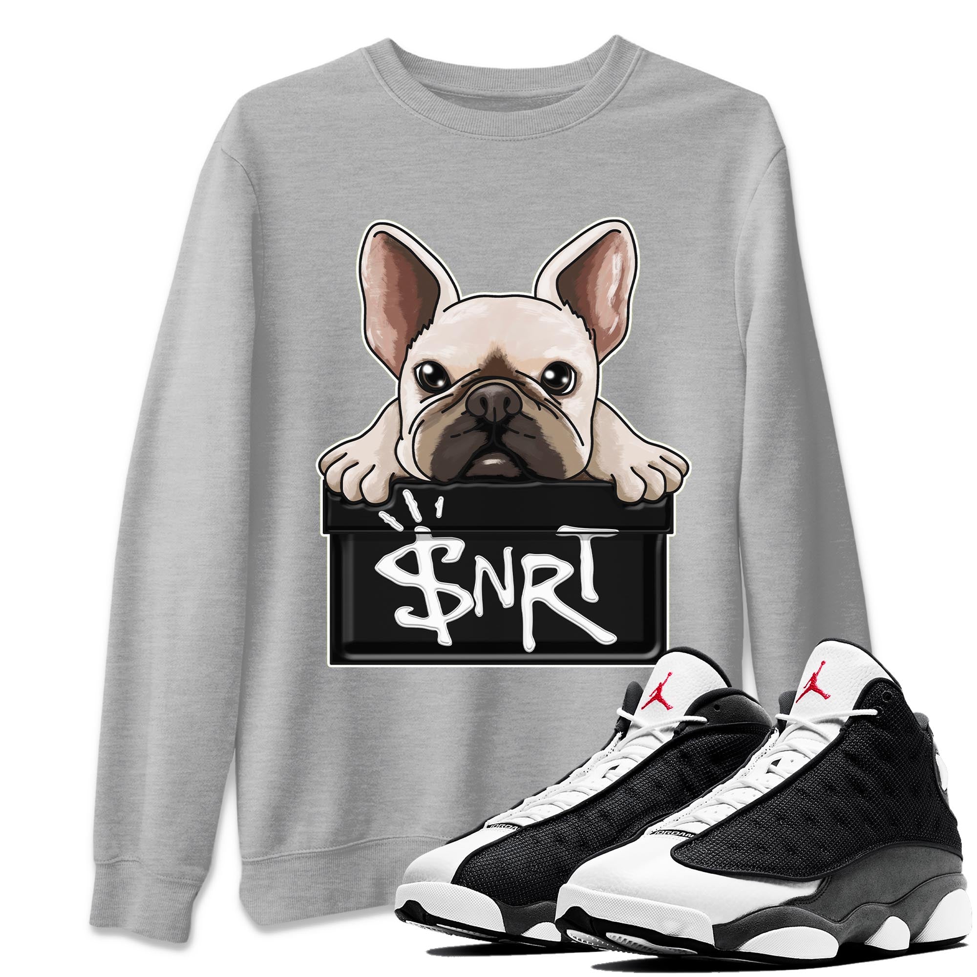 French Bulldog Unisex Tops - Air Jordan 13 Black Flint