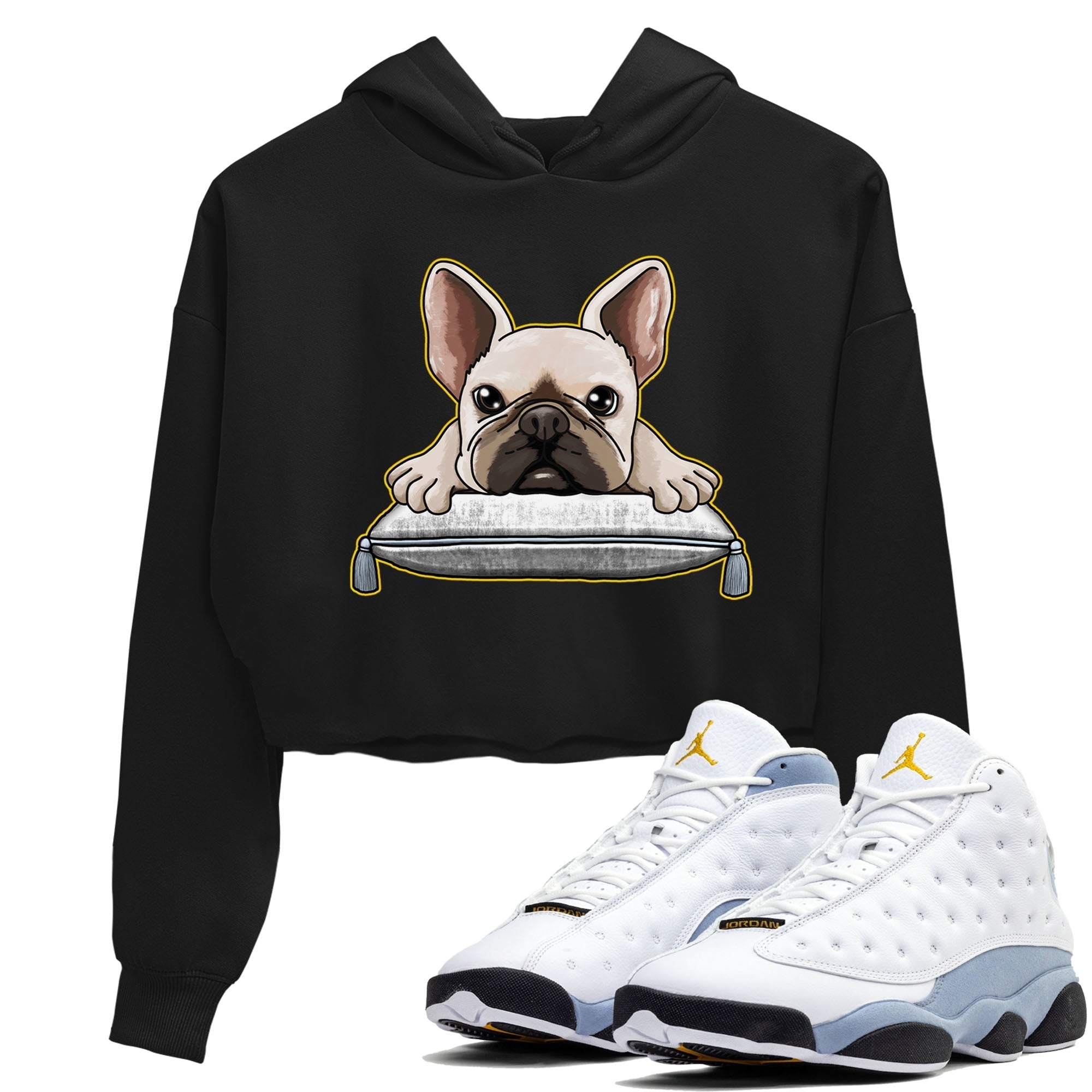 French Bulldog snkmatch Women's Top - Air Jordan 13 Blue Grey
